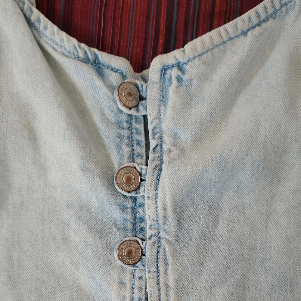 American Eagle Outfitters Light Blue Denim-Effect Button Front Camisole - Picture 6 of 9